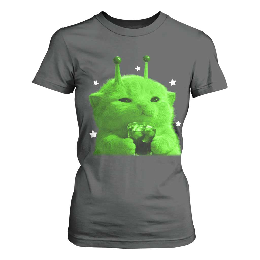 Funny Alien Cat Meme T Shirt For Women Funny Kitten 90s Retro Vintage Graphic Weird Cats Y2k TS10 Dark Heather Print Your Wear