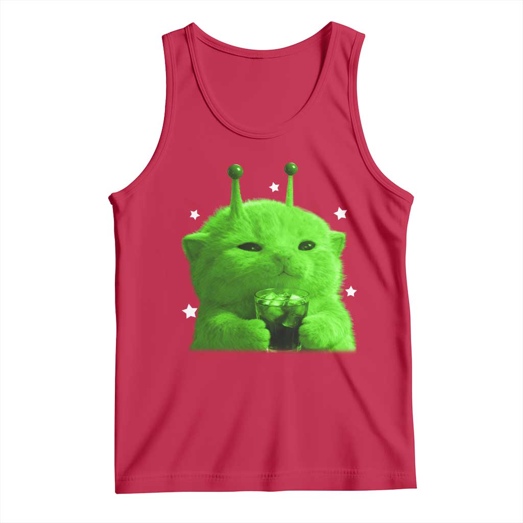 Funny Alien Cat Meme Tank Top Funny Kitten 90s Retro Vintage Graphic Weird Cats Y2k TS10 Red Print Your Wear