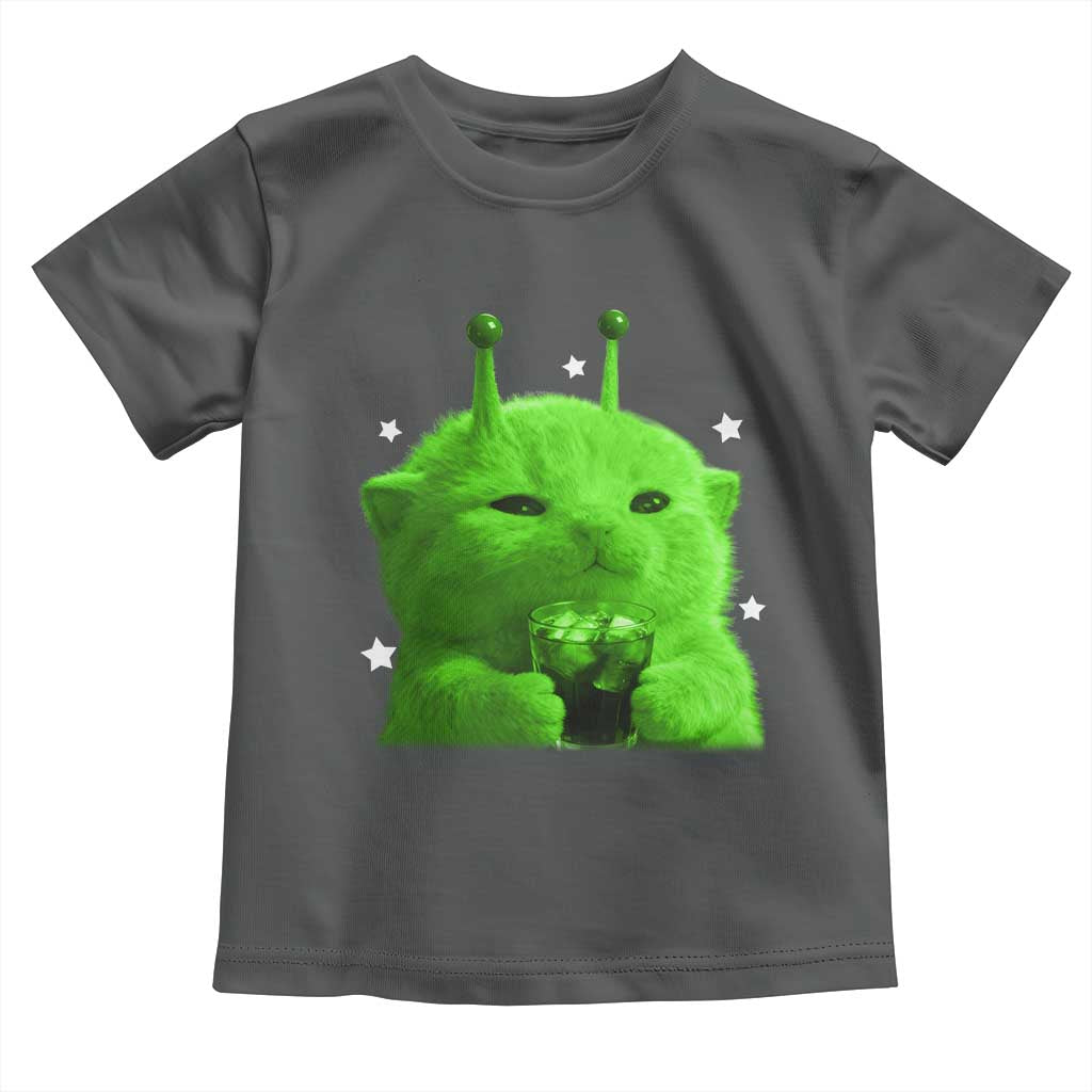 Funny Alien Cat Meme Toddler T Shirt Funny Kitten 90s Retro Vintage Graphic Weird Cats Y2k TS10 Dark Heather Print Your Wear