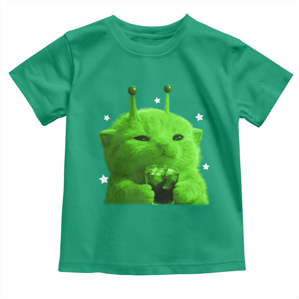 Funny Alien Cat Meme Toddler T Shirt Funny Kitten 90s Retro Vintage Graphic Weird Cats Y2k TS10 Irish Green Print Your Wear