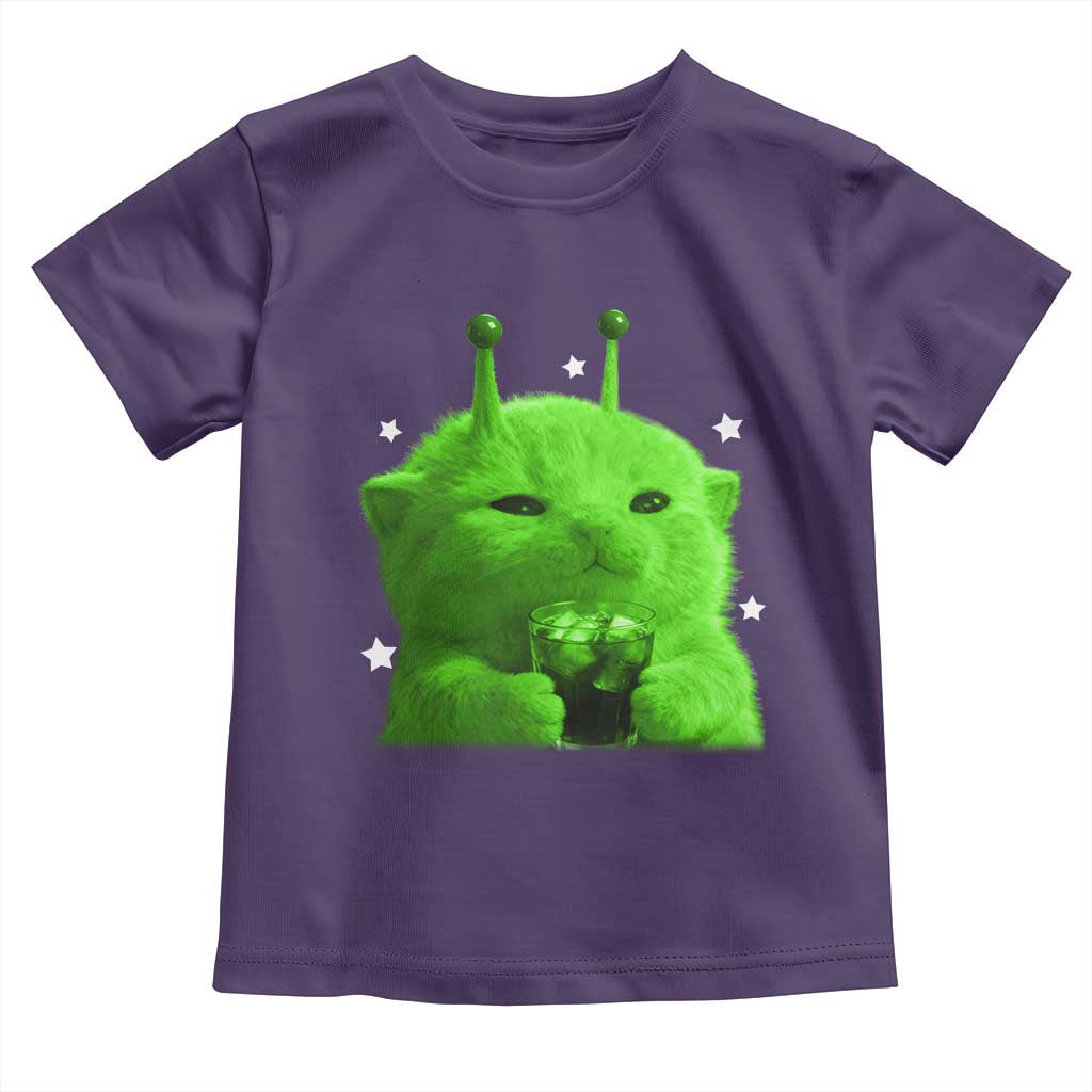 Funny Alien Cat Meme Toddler T Shirt Funny Kitten 90s Retro Vintage Graphic Weird Cats Y2k TS10 Purple Print Your Wear