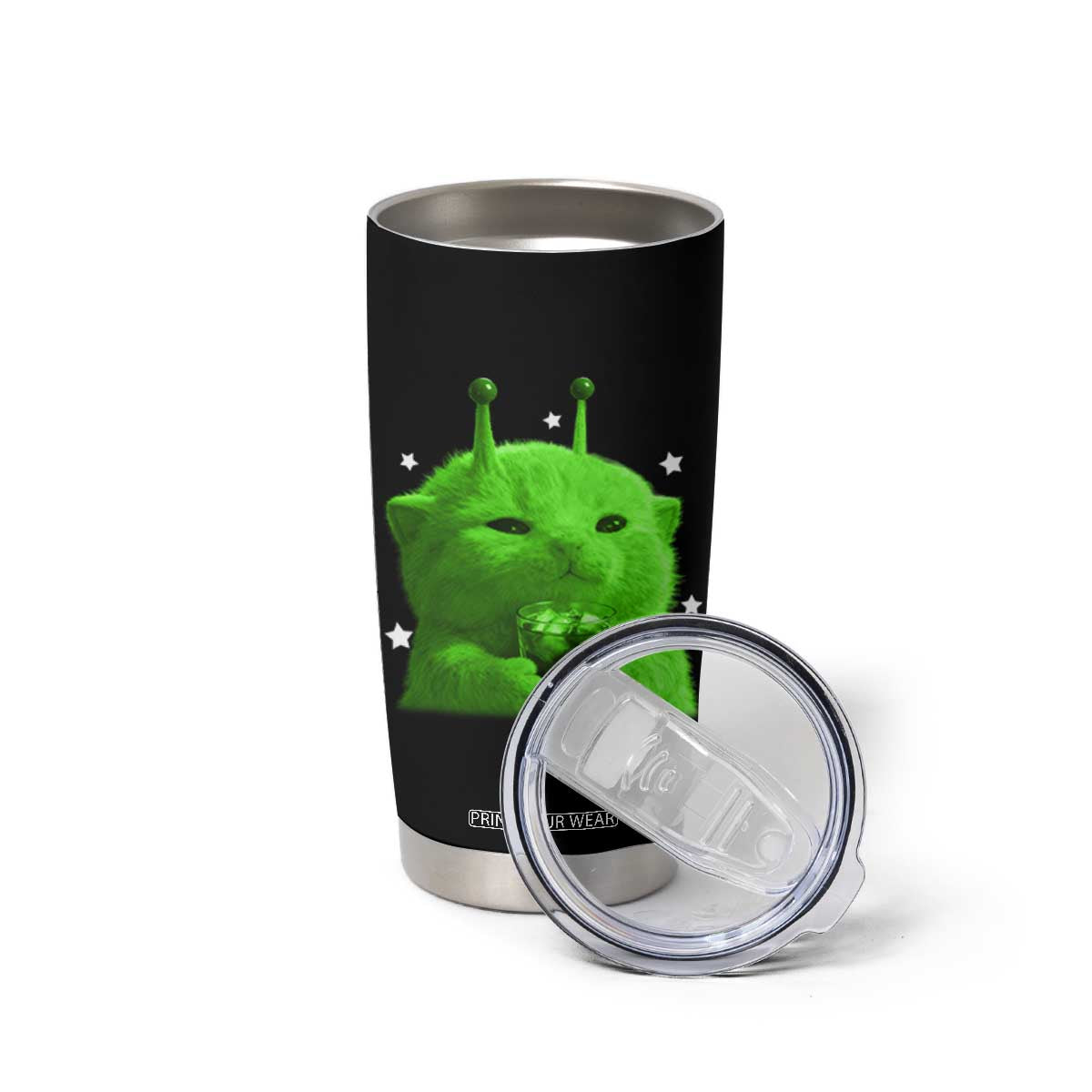 Funny Alien Cat Meme Tumbler Cup Funny Kitten 90s Retro Vintage Graphic Weird Cats Y2k TS10 Print Your Wear