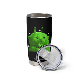 Funny Alien Cat Meme Tumbler Cup Funny Kitten 90s Retro Vintage Graphic Weird Cats Y2k TS10 Print Your Wear