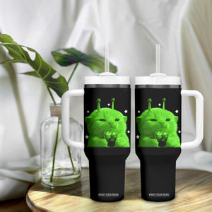 Funny Alien Cat Meme Tumbler With Handle Funny Kitten 90s Retro Vintage Graphic Weird Cats Y2k TS10 Print Your Wear