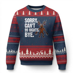 Sorry Cant 99 Nights Bye In The Forest Ugly Christmas Sweater Funny Gamer Gift TS10 Navy Red Print Your Wear