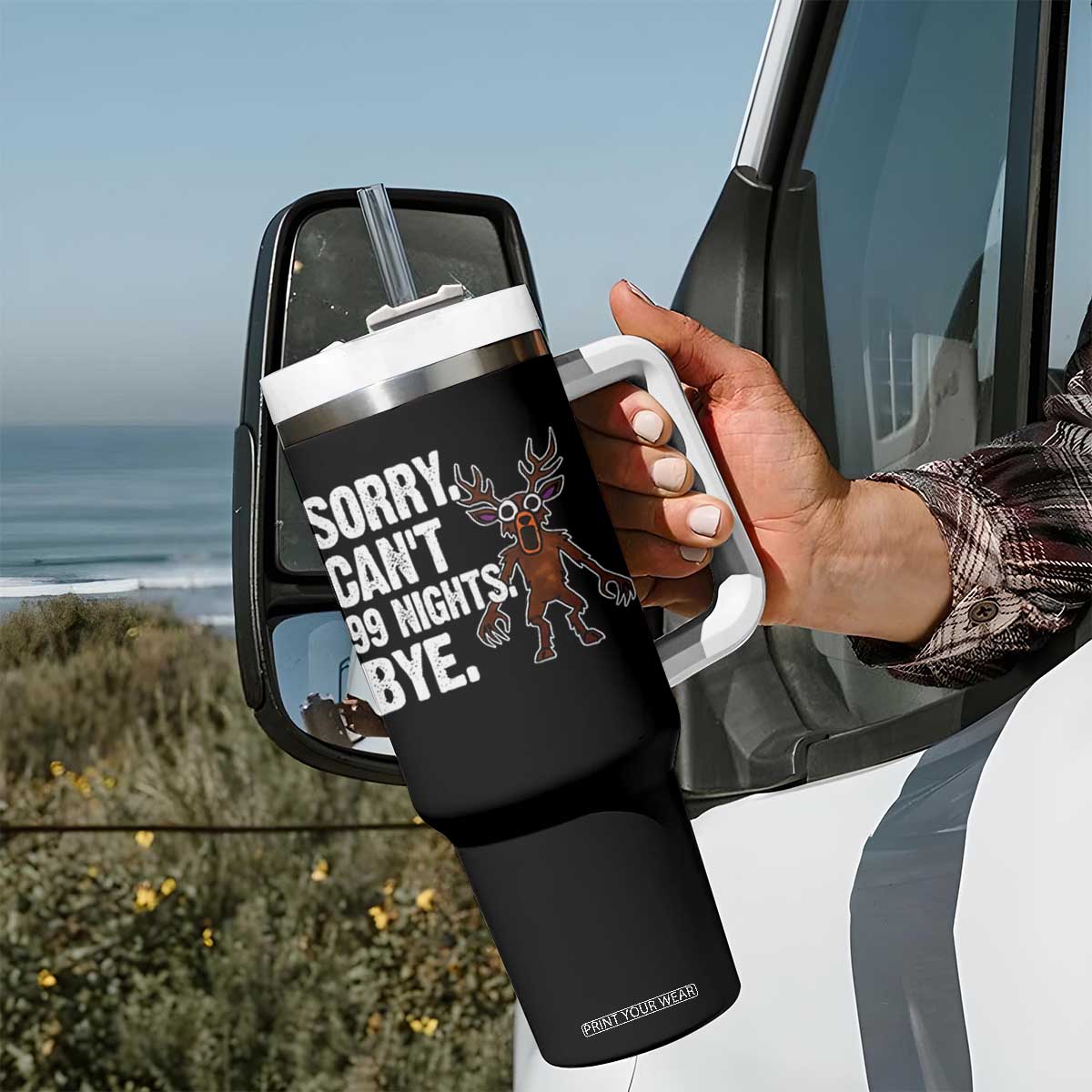 Sorry Cant 99 Nights Bye In The Forest Tumbler With Handle Funny Gamer Gift TS10 Print Your Wear
