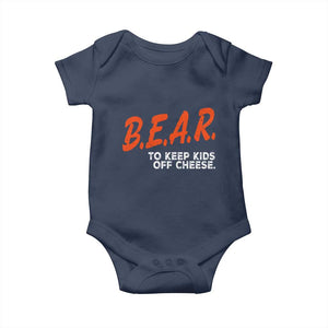 Bear to Keep Kids Off Cheese Baby Onesie TS10 Navy Print Your Wear