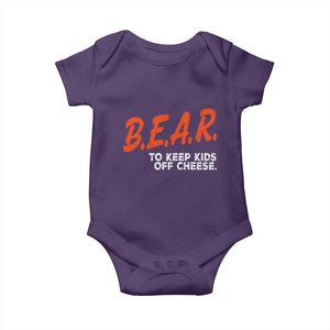 Bear to Keep Kids Off Cheese Baby Onesie TS10 Purple Print Your Wear