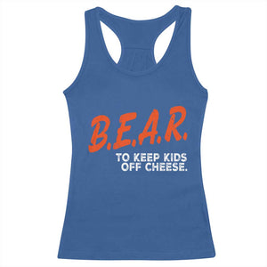 Bear to Keep Kids Off Cheese Racerback Tank Top TS10 Royal Blue Print Your Wear