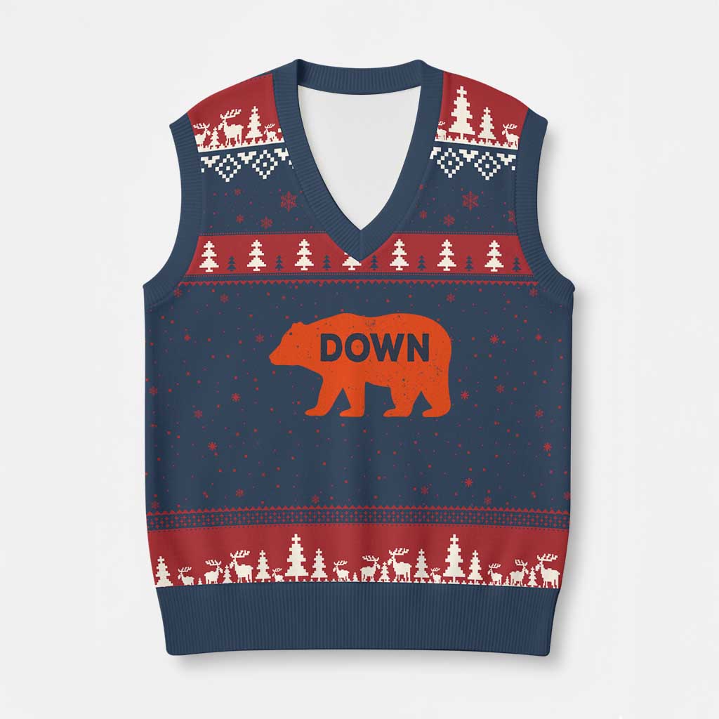 CFB Game Day Apparel V-Neck Knit Sweater Vest Down Vintage Trendy TS10 Navy Red Print Your Wear