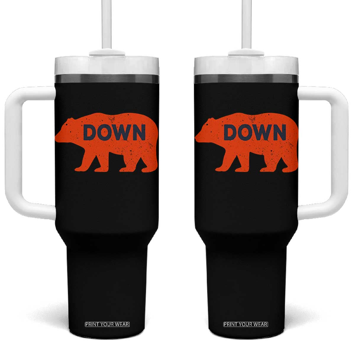 CFB Game Day Apparel Tumbler With Handle Down Vintage Trendy TS10 One Size: 40 oz Black Print Your Wear