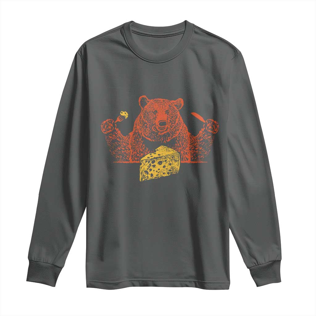 BF Long Sleeve Shirt Let's Eat Cheese Football Fans TS10 Dark Heather Print Your Wear