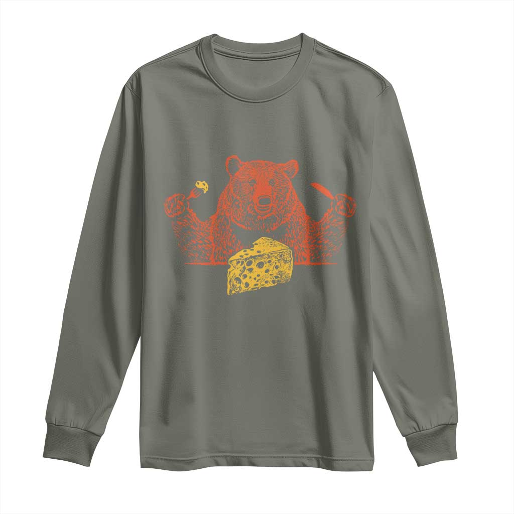 BF Long Sleeve Shirt Let's Eat Cheese Football Fans TS10 Military Green Print Your Wear