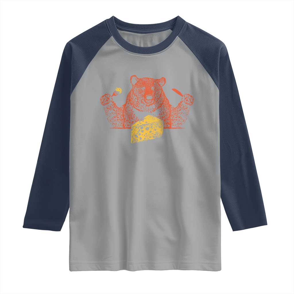 BF Raglan Shirt Let's Eat Cheese Football Fans TS10 Sport Gray Navy Print Your Wear