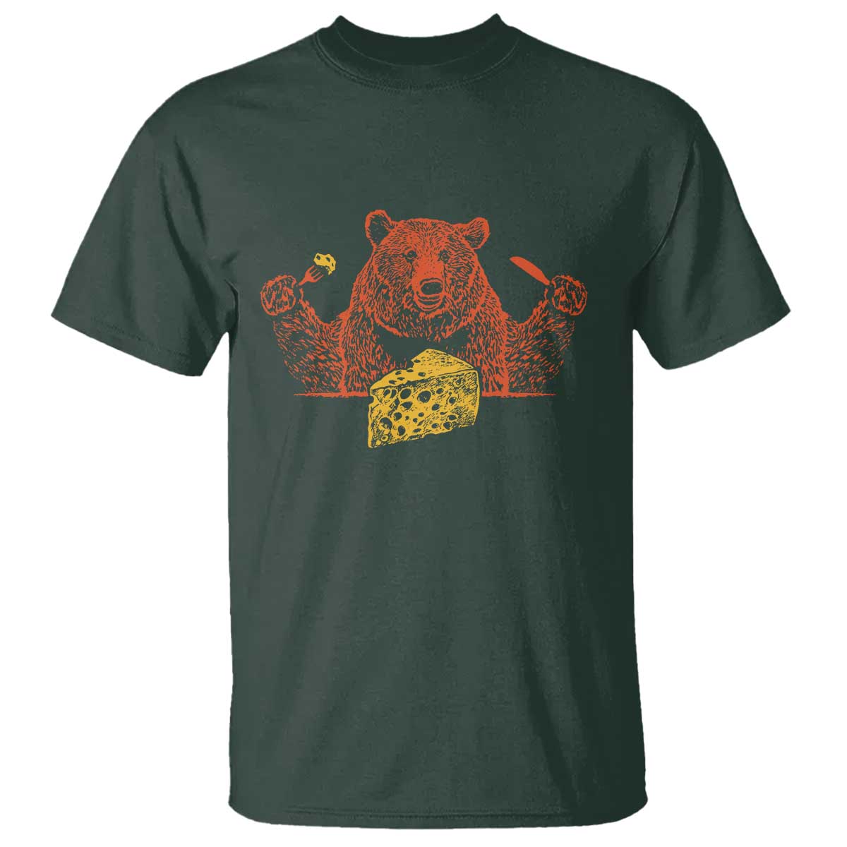 BF T Shirt - Let's Eat Cheese Football Fans Funny Graphic Tee TS10 Dark Forest Green Print Your Wear