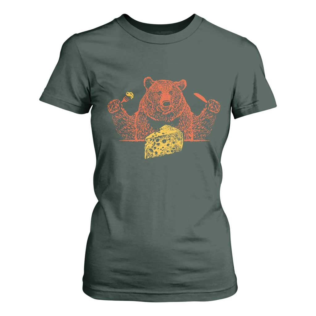 BF T Shirt For Women Let's Eat Cheese Football Fans TS10 Dark Forest Green Print Your Wear