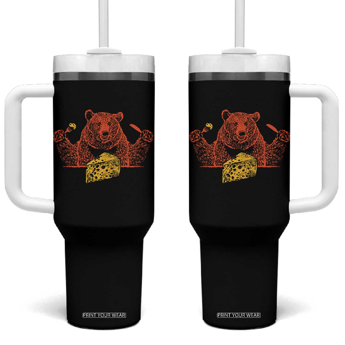 BF Tumbler With Handle Let's Eat Cheese Football Fans TS10 One Size: 40 oz Black Print Your Wear