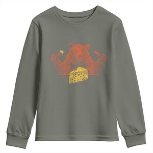 BF Youth Sweatshirt Let's Eat Cheese Football Fans TS10 Military Green Print Your Wear