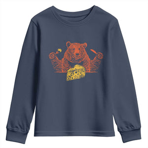 BF Youth Sweatshirt Let's Eat Cheese Football Fans TS10 Navy Print Your Wear