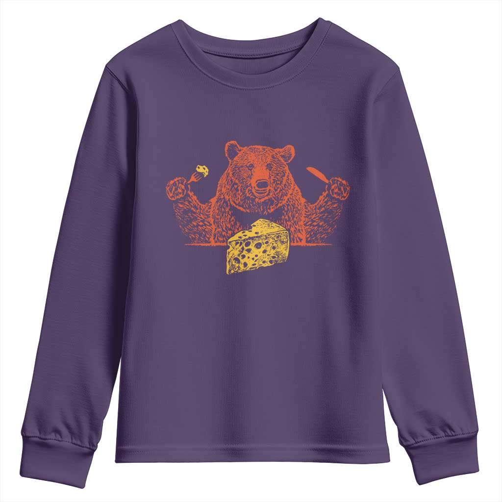 BF Youth Sweatshirt Let's Eat Cheese Football Fans TS10 Purple Print Your Wear