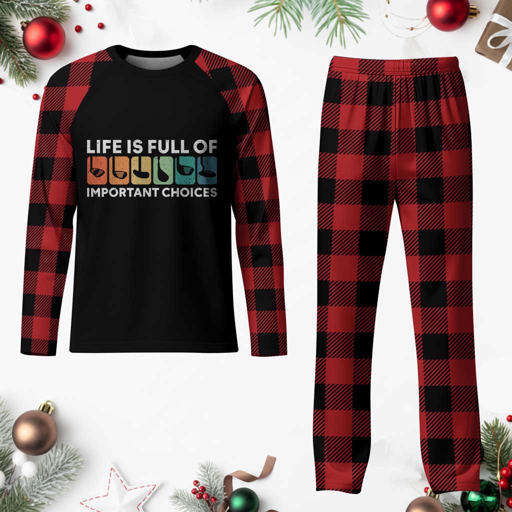 Life is Full of Important Choices Plaid Pajama Set Funny Retro Golfing Clubs Golf Lover Gift TS10 Buffalo Plaid Print Your Wear