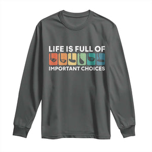 Life is Full of Important Choices Long Sleeve Shirt Funny Retro Golfing Clubs Golf Lover Gift TS10 Dark Heather Print Your Wear