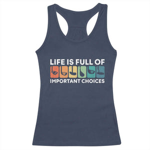 Life is Full of Important Choices Racerback Tank Top Funny Retro Golfing Clubs Golf Lover Gift TS10 Navy Print Your Wear