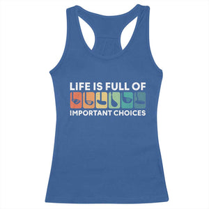 Life is Full of Important Choices Racerback Tank Top Funny Retro Golfing Clubs Golf Lover Gift TS10 Royal Blue Print Your Wear