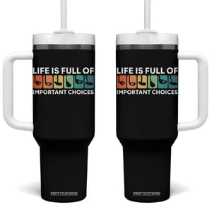 Life is Full of Important Choices Tumbler With Handle Funny Retro Golfing Clubs Golf Lover Gift TS10 One Size: 40 oz Black Print Your Wear