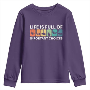Life is Full of Important Choices Youth Sweatshirt Funny Retro Golfing Clubs Golf Lover Gift TS10 Purple Print Your Wear