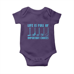 Funny Life is Full of Important Choices Golf Lovers Baby Onesie Golfing Clubs TS10 Purple Print Your Wear