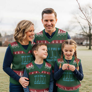 Funny Life is Full of Important Choices Golf Lovers V-Neck Knit Sweater Vest Golfing Clubs TS10 Red Green Print Your Wear