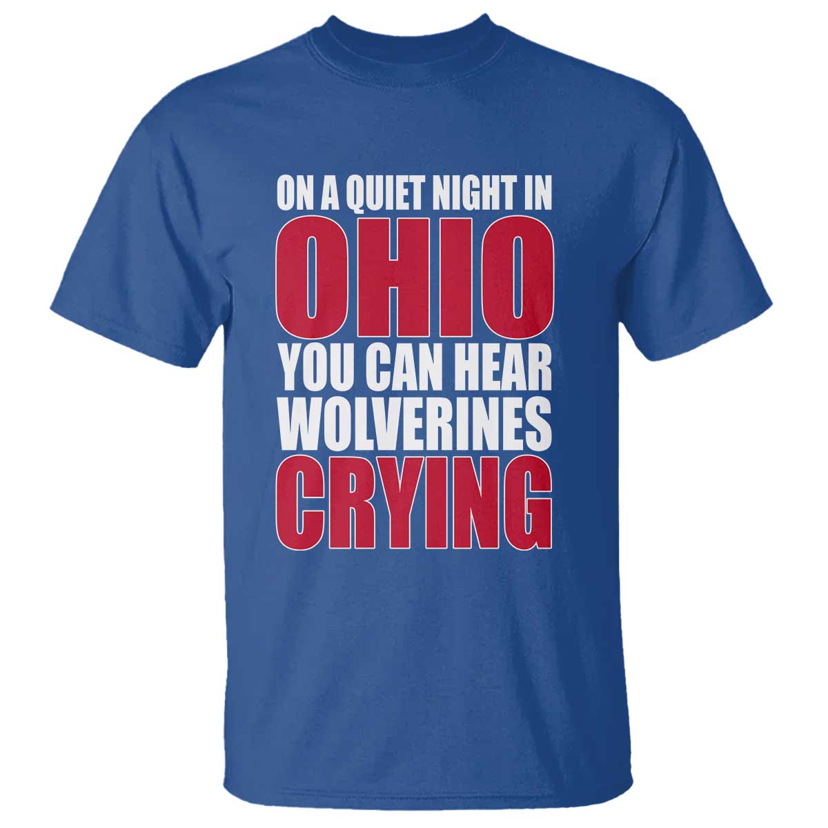 On A Quiet Night In Ohio You Can Hear Wolverines Crying T Shirt TS10 Royal Blue Print Your Wear