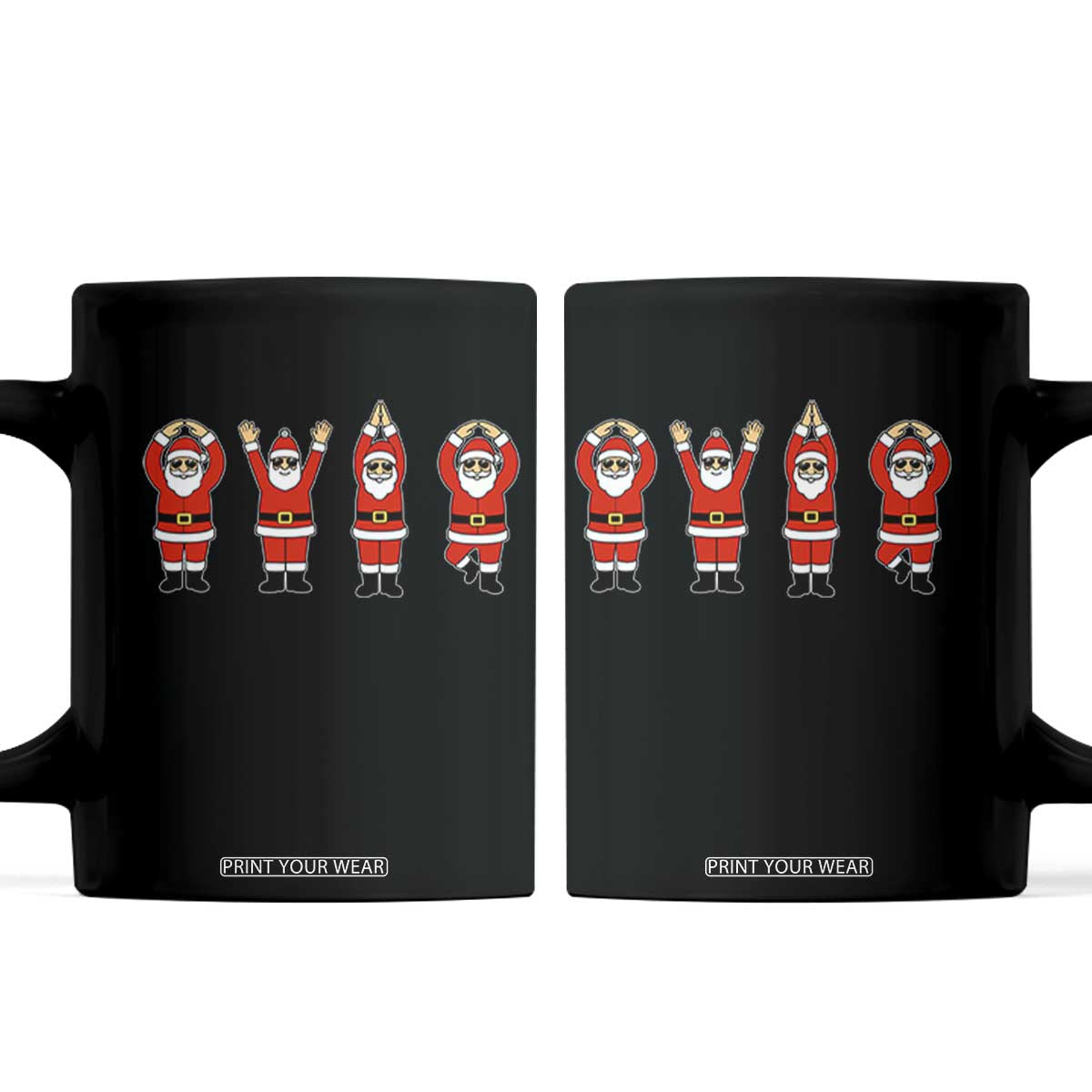 Santa O-H-I-O State Coffee Mug Funny Santa Christmas Ohio Midwestern Party Team TS10 Black Print Your Wear