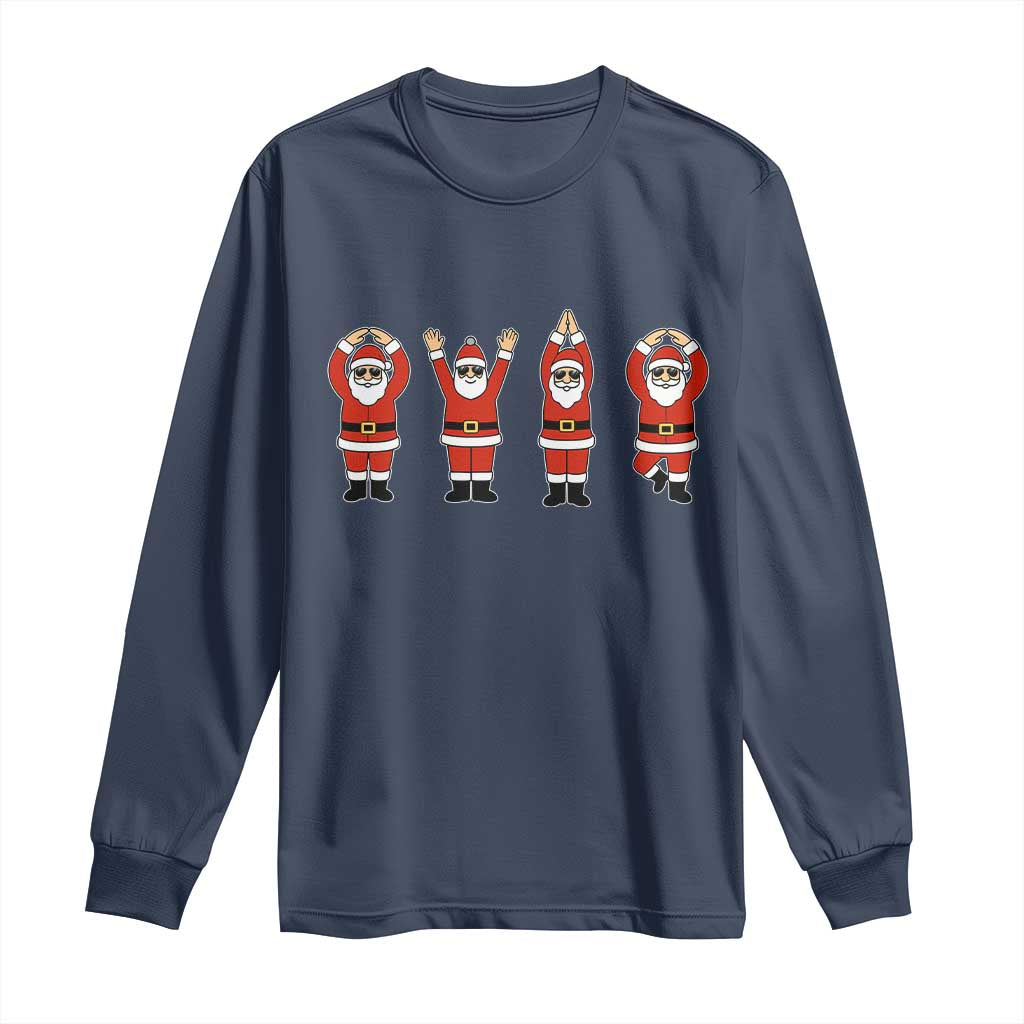 Santa O-H-I-O State Long Sleeve Shirt Funny Santa Christmas Ohio Midwestern Party Team TS10 Navy Print Your Wear