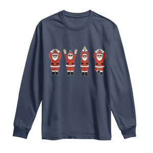 Santa O-H-I-O State Long Sleeve Shirt Funny Santa Christmas Ohio Midwestern Party Team TS10 Navy Print Your Wear