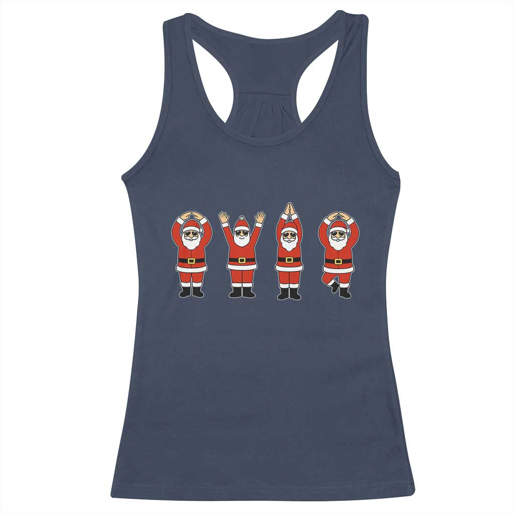 Santa O-H-I-O State Racerback Tank Top Funny Santa Christmas Ohio Midwestern Party Team TS10 Navy Print Your Wear