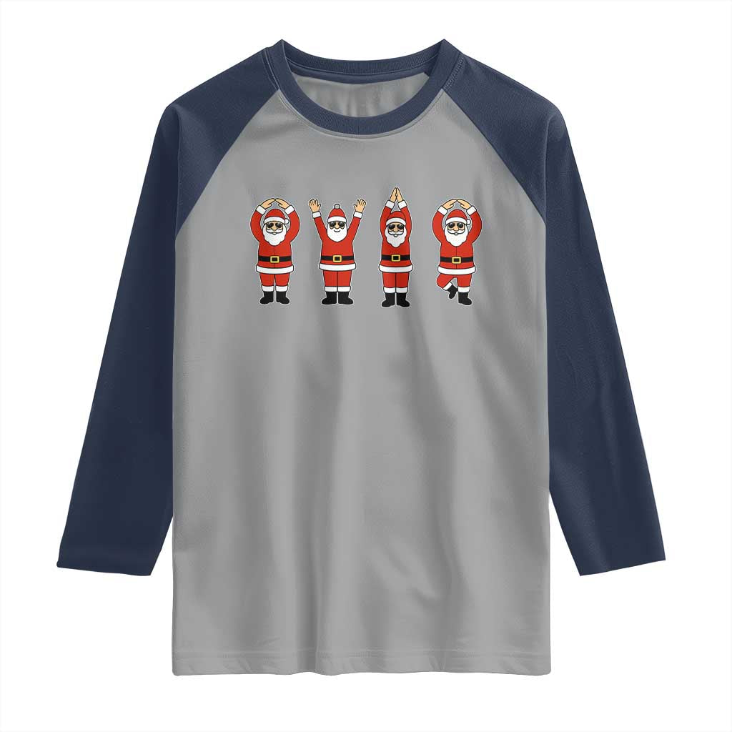 Santa O-H-I-O State Raglan Shirt Funny Santa Christmas Ohio Midwestern Party Team TS10 Sport Gray Navy Print Your Wear