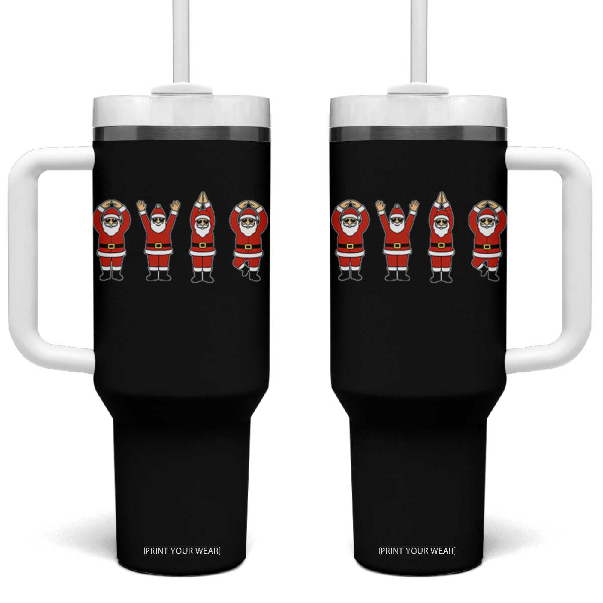Santa O-H-I-O State Tumbler With Handle Funny Santa Christmas Ohio Midwestern Party Team TS10 One Size: 40 oz Black Print Your Wear