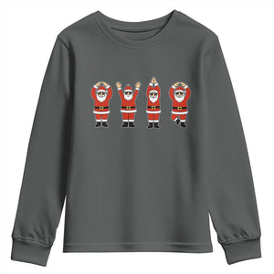 Santa O-H-I-O State Youth Sweatshirt Funny Santa Christmas Ohio Midwestern Party Team TS10 Dark Heather Print Your Wear