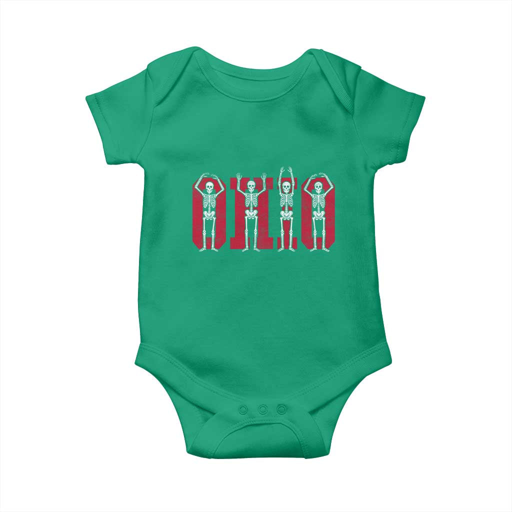 O-H-I-O State Baby Onesie Funny Skeletons Ohio Vintage Halloween Team TS10 Irish Green Print Your Wear