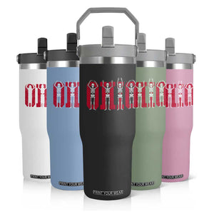 O-H-I-O State Flip Straw Tumbler Funny Skeletons Ohio Vintage Halloween Team TS10 Print Your Wear
