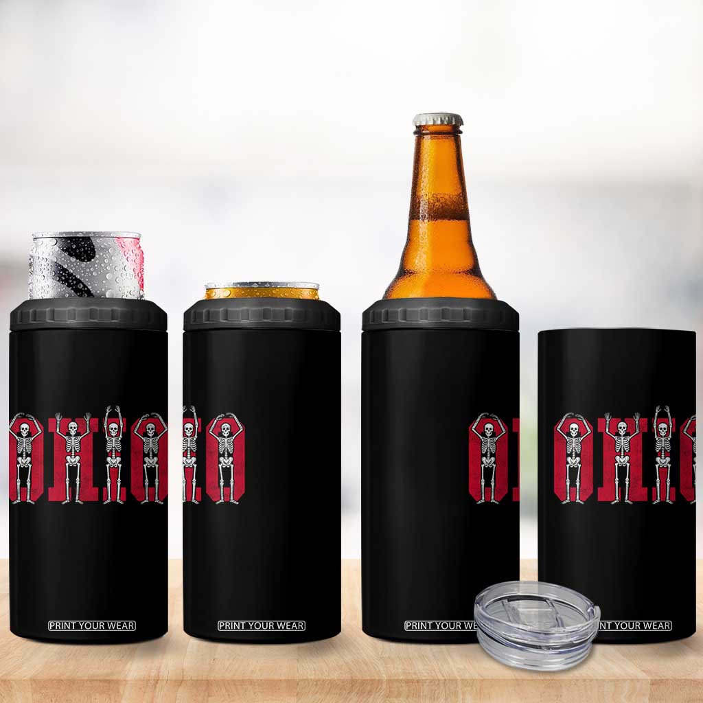 O-H-I-O State 4 in 1 Can Cooler Tumbler Funny Skeletons Ohio Vintage Halloween Team TS10 Print Your Wear