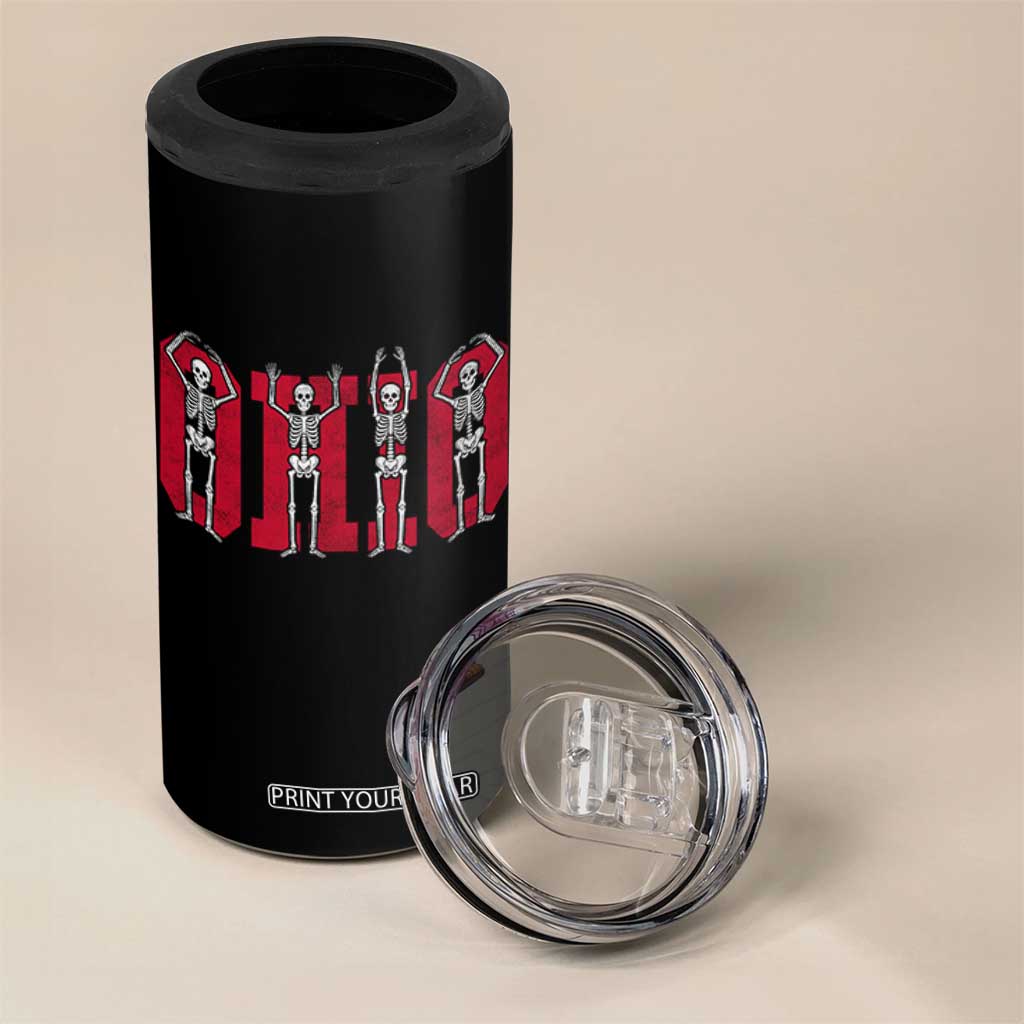O-H-I-O State 4 in 1 Can Cooler Tumbler Funny Skeletons Ohio Vintage Halloween Team TS10 Print Your Wear