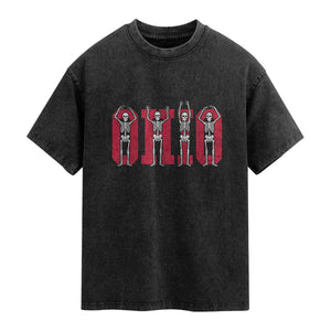 O-H-I-O State Washed Cotton T-Shirt Funny Skeletons Ohio Vintage Halloween Team