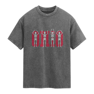 O-H-I-O State Washed Cotton T-Shirt Funny Skeletons Ohio Vintage Halloween Team