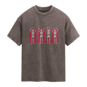 O-H-I-O State Washed Cotton T-Shirt Funny Skeletons Ohio Vintage Halloween Team