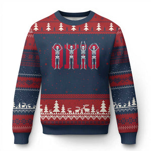 O-H-I-O State Ugly Christmas Sweater Funny Skeletons Ohio Vintage Halloween Team TS10 Navy Red Print Your Wear
