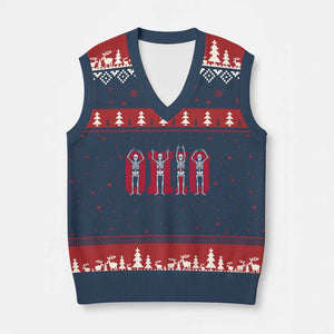 O-H-I-O State V-Neck Knit Sweater Vest Funny Skeletons Ohio Vintage Halloween Team TS10 Navy Red Print Your Wear