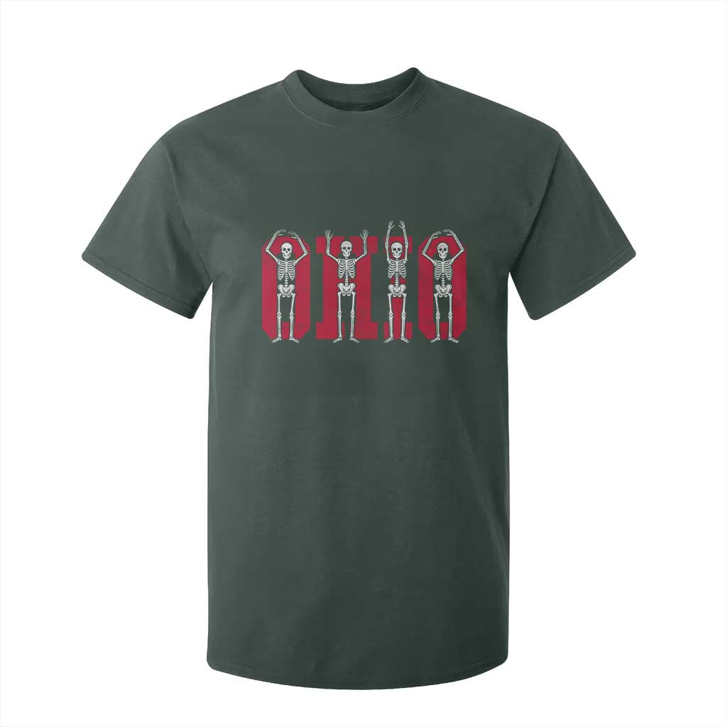 O-H-I-O State T Shirt For Kid Funny Skeletons Ohio Vintage Halloween Team TS10 Dark Forest Green Print Your Wear